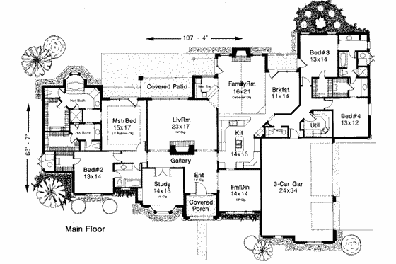 Floor Plan - Main Floor for European House Plan #310-216 - 4 bed, 3.5 bath
