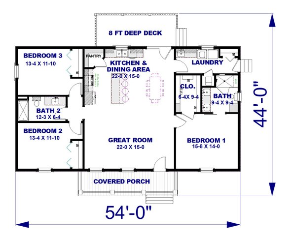 Farmhouse Floor Plan - Main Floor Plan #44-264