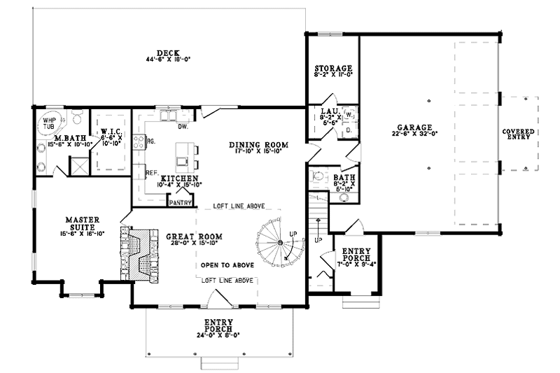 Home Plan - Floor Plan - Main Floor for Log House Plan #17-2976 - 3 bed, 2 bath