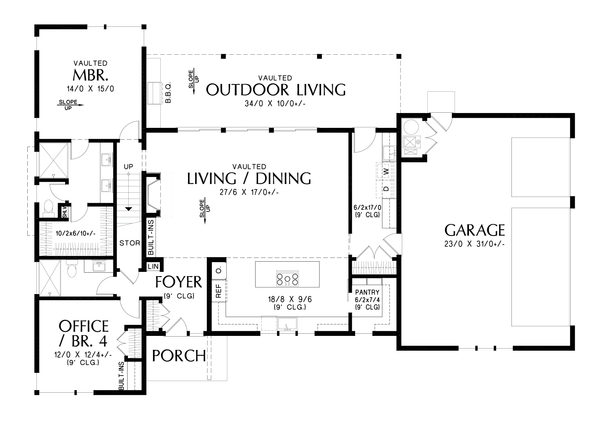 Contemporary Floor Plan - Main Floor Plan #48-1155