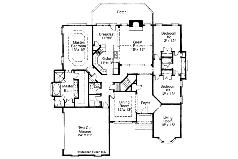 Dream House Plan - Floor Plan - Main Floor for Country House Plan #429-239 - 3 bed, 2.5 bath