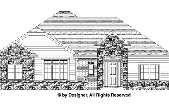 Exterior - Front Elevation 3 for Traditional House Plan #1057-4 - 3 bed, 2.5 bath