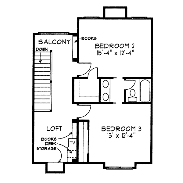 European Floor Plan - Upper Floor Plan #410-235