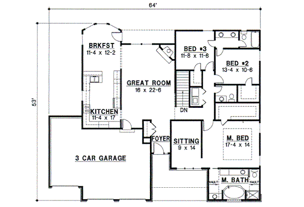 Traditional Floor Plan - Main Floor Plan #67-386