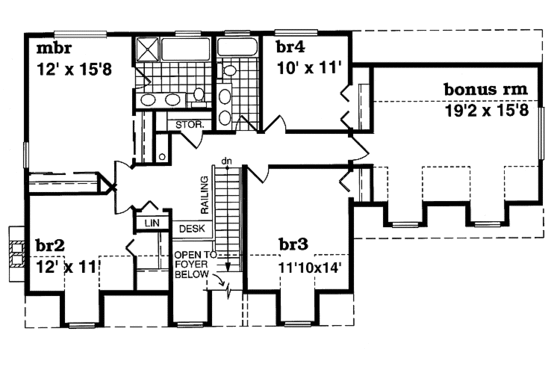 Floor Plan - Upper Floor for Colonial House Plan #47-891 - 4 bed, 2.5 bath