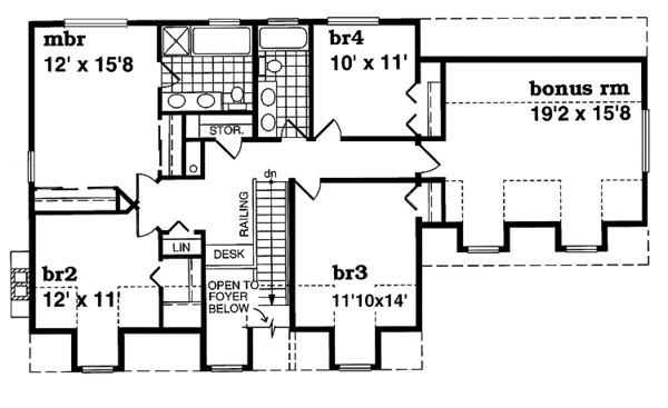 Colonial Floor Plan - Upper Floor Plan #47-891