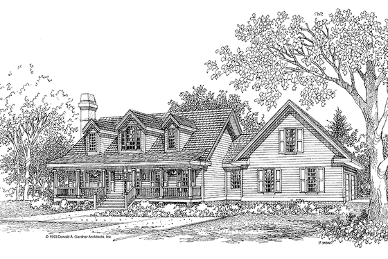 Exterior - Front Elevation 3 for Country House Plan #929-194 - 3 bed, 2.5 bath