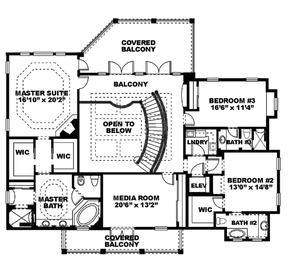 Home Plan - Mediterranean Floor Plan - Upper Floor Plan #1017-66