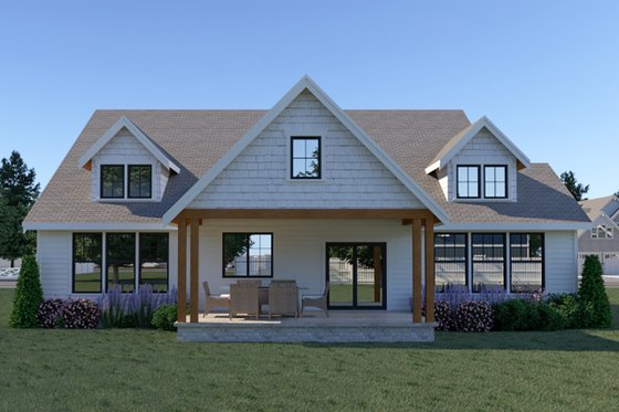 Exterior - Rear Elevation for Country House Plan #1070-37 - 3 bed, 2 bath