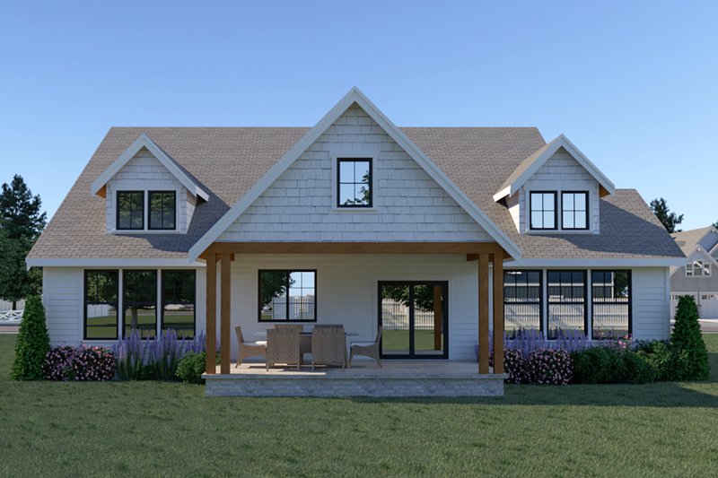 House Plan Design - Exterior - Rear Elevation for Country House Plan #1070-37 - 3 bed, 2 bath
