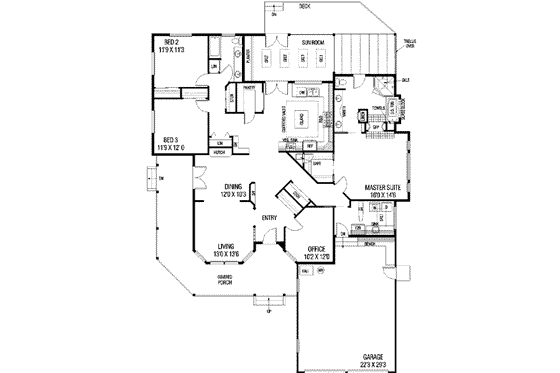 Floor Plan - Main Floor for Country House Plan #60-248 - 3 bed, 2 bath