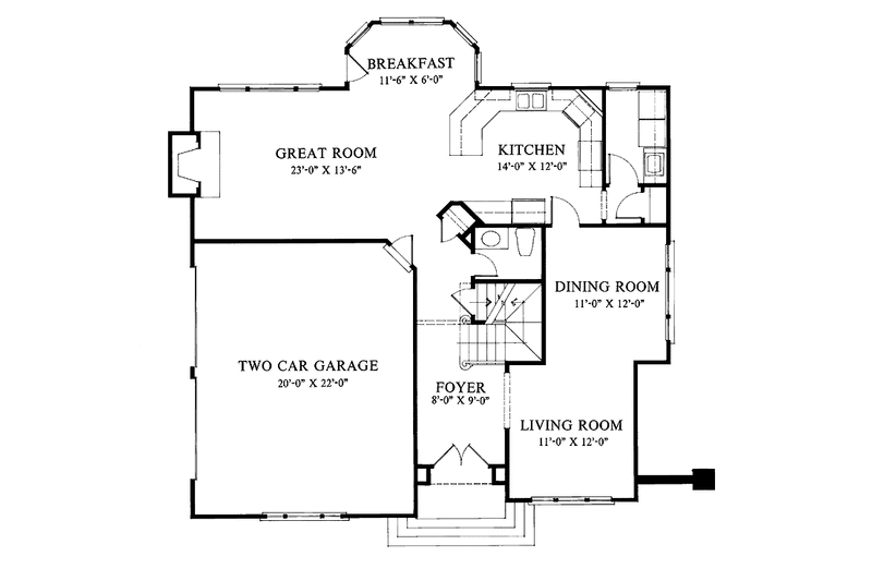 House Blueprint - Floor Plan - Main Floor for Traditional House Plan #429-114 - 4 bed, 3.5 bath