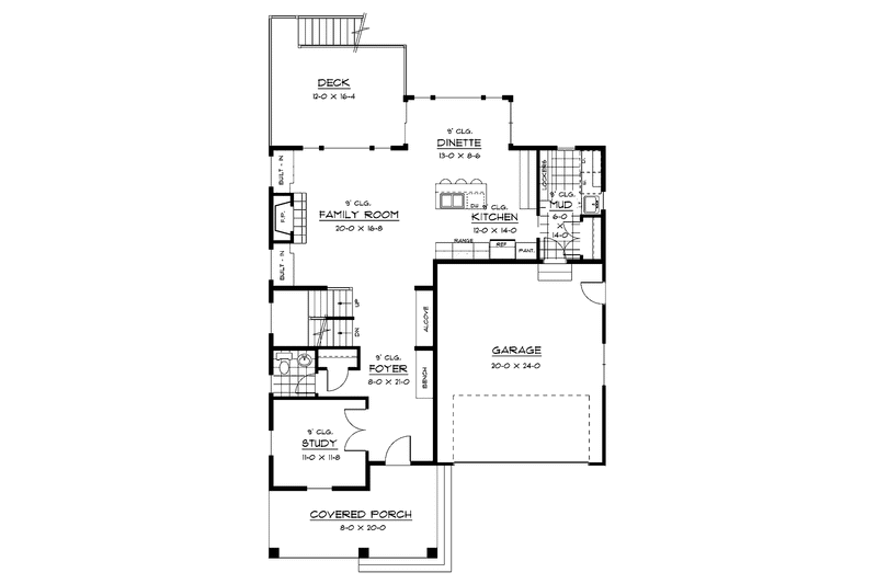 Home Plan - Floor Plan - Main Floor for European House Plan #51-623 - 3 bed, 2.5 bath
