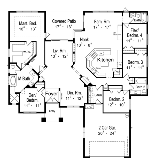 Architectural House Design - Mediterranean Floor Plan - Main Floor Plan #417-795
