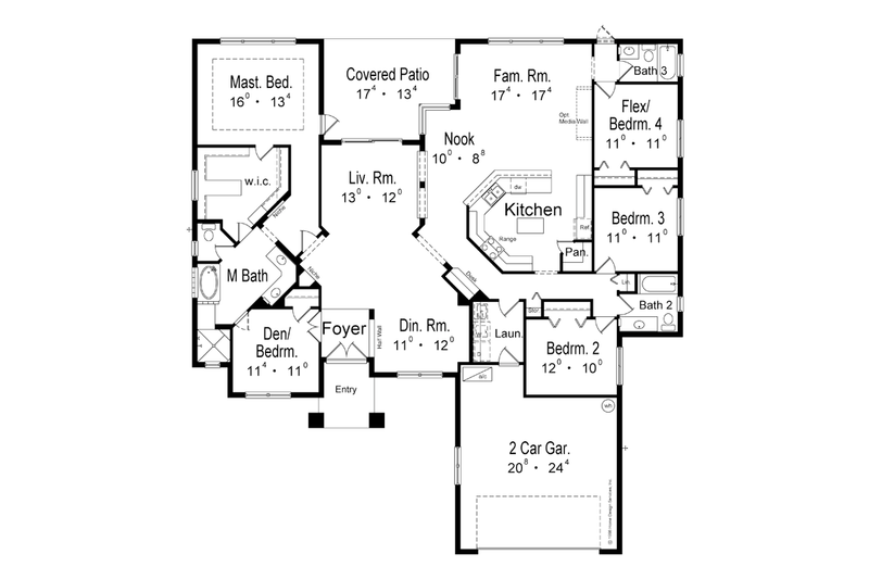 Dream House Plan - Floor Plan - Main Floor for Mediterranean House Plan #417-795 - 5 bed, 3 bath