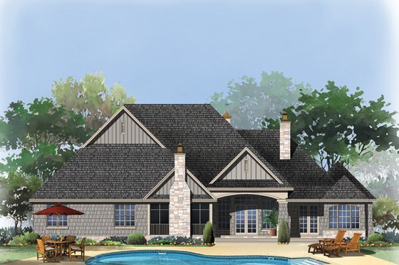 Exterior - Rear Elevation 2 for European House Plan #929-939 - 4 bed, 3 bath