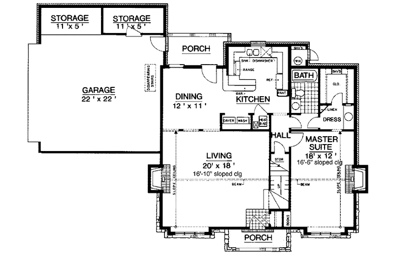 Home Plan - Floor Plan - Main Floor for European House Plan #45-419 - 3 bed, 2 bath