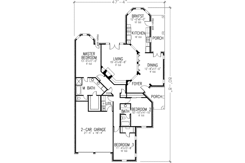 Home Plan - Floor Plan - Main Floor for European House Plan #410-240 - 3 bed, 2 bath