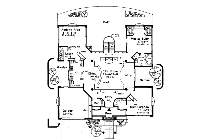 Home Plan - Floor Plan - Main Floor for Contemporary House Plan #320-953 - 3 bed, 4.5 bath