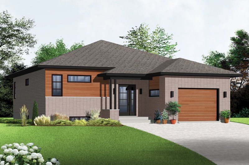House Blueprint - Exterior - Front Elevation 3 for Contemporary House Plan #23-2575 - 2 bed, 1 bath