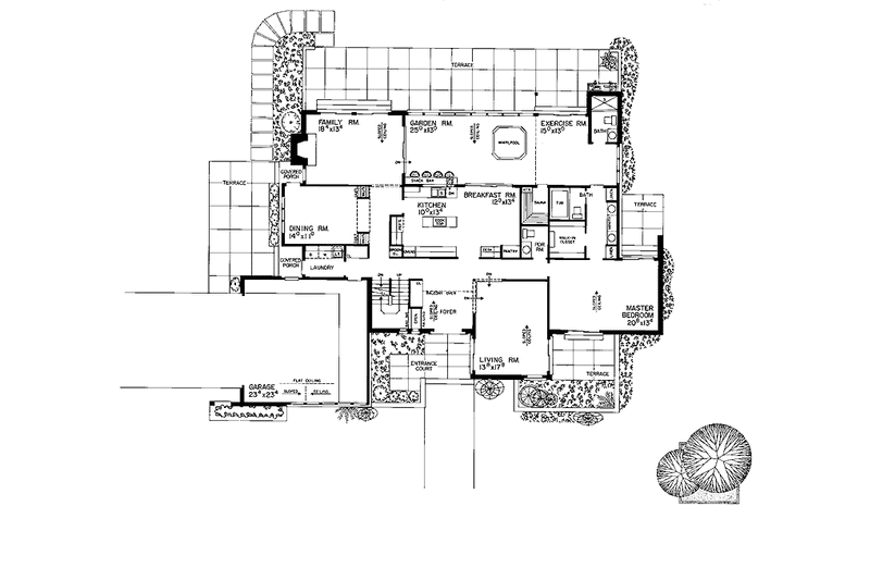House Design - Floor Plan - Main Floor for Contemporary House Plan #72-770 - 4 bed, 4.5 bath