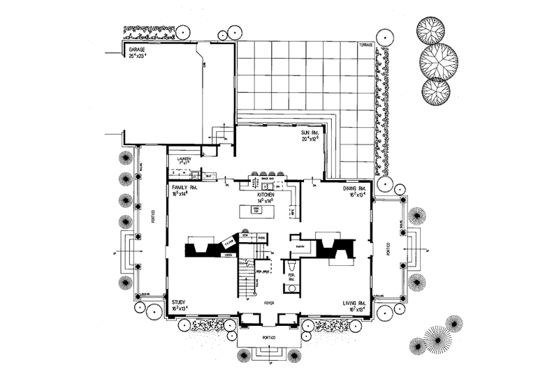 Home Plan - Floor Plan - Main Floor for Classical House Plan #72-814 - 3 bed, 2.5 bath