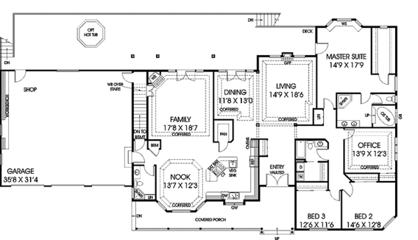 Dream House Plan - Ranch Floor Plan - Main Floor Plan #60-1038