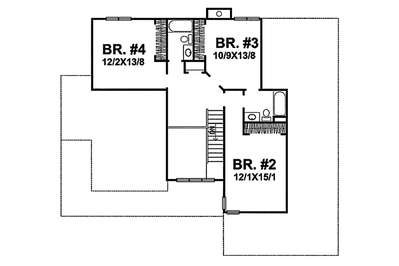 Architectural House Design - Floor Plan - Upper Floor for Country House Plan #320-1510 - 4 bed, 3.5 bath