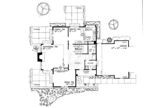 Floor Plan - Main Floor for Contemporary House Plan #72-774 - 2 bed, 2.5 bath