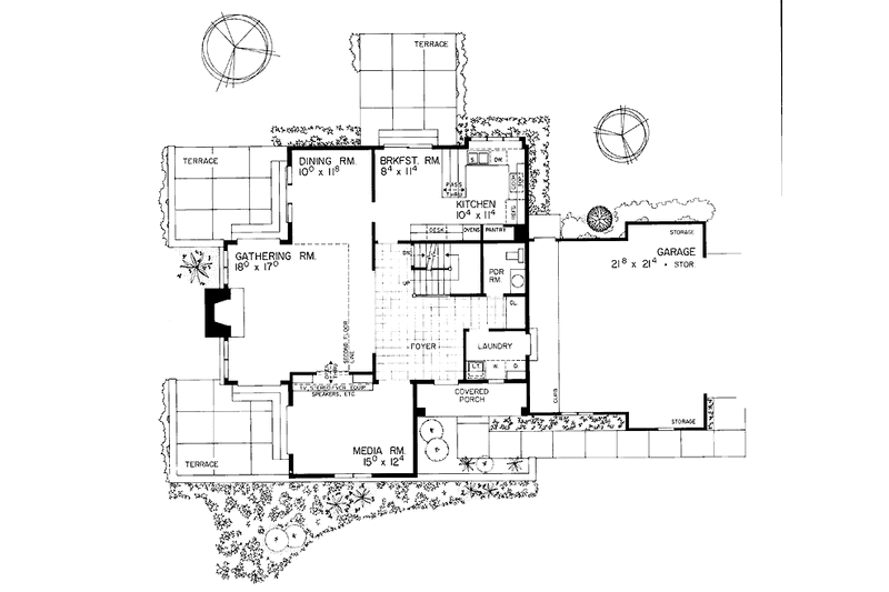 Home Plan - Floor Plan - Main Floor for Contemporary House Plan #72-774 - 2 bed, 2.5 bath