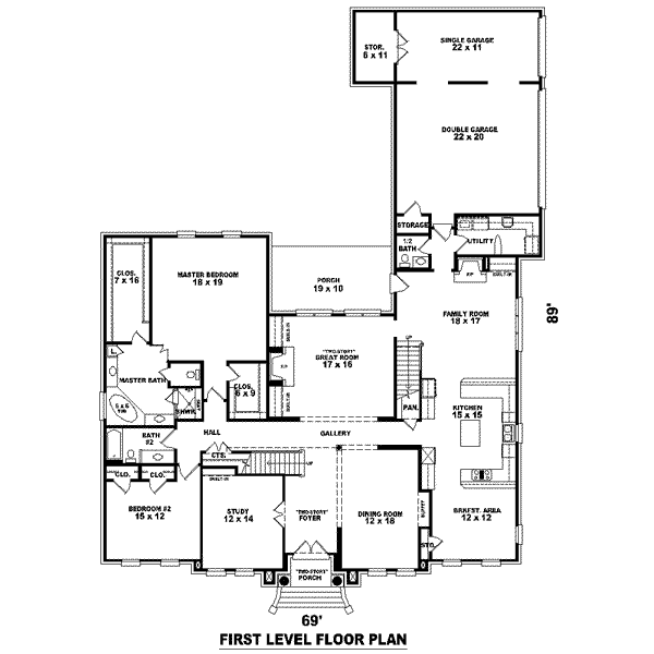 Colonial Floor Plan - Main Floor Plan #81-1640