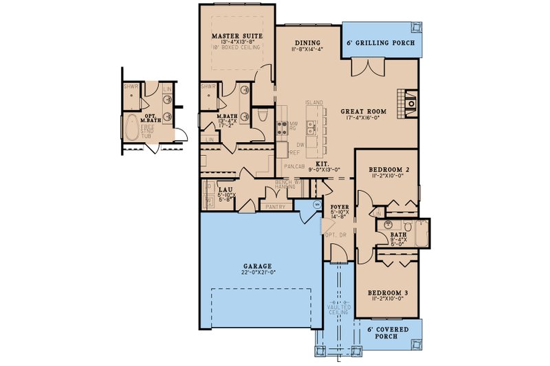 Dream House Plan - Floor Plan - Main Floor for Barndominium House Plan #923-250 - 3 bed, 2 bath