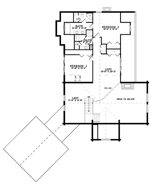 Home Plan - Floor Plan - Upper Floor for Log House Plan #17-2940 - 3 bed, 3.5 bath