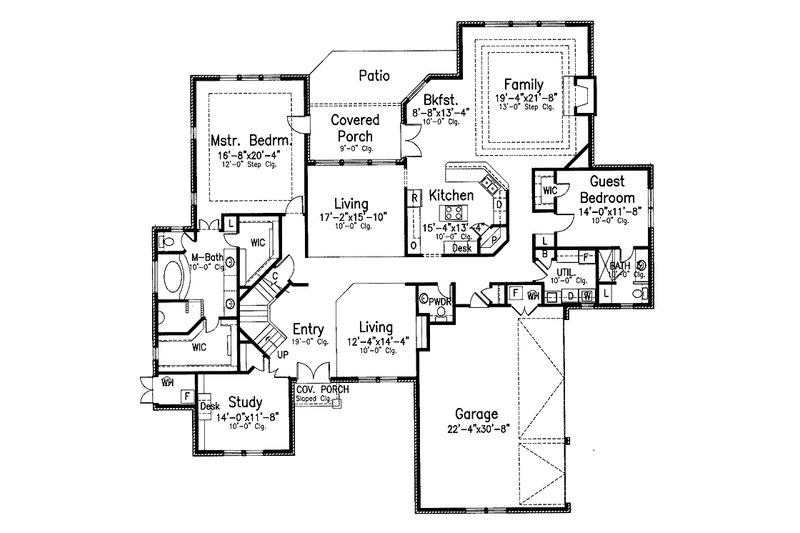 Architectural House Design - Floor Plan - Main Floor for European House Plan #52-282 - 4 bed, 4.5 bath