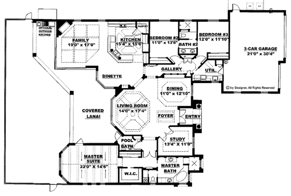 Architectural House Design - Mediterranean Floor Plan - Main Floor Plan #1017-9