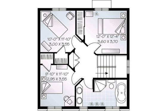 Floor Plan - Upper Floor for European House Plan #23-548 - 3 bed, 1.5 bath