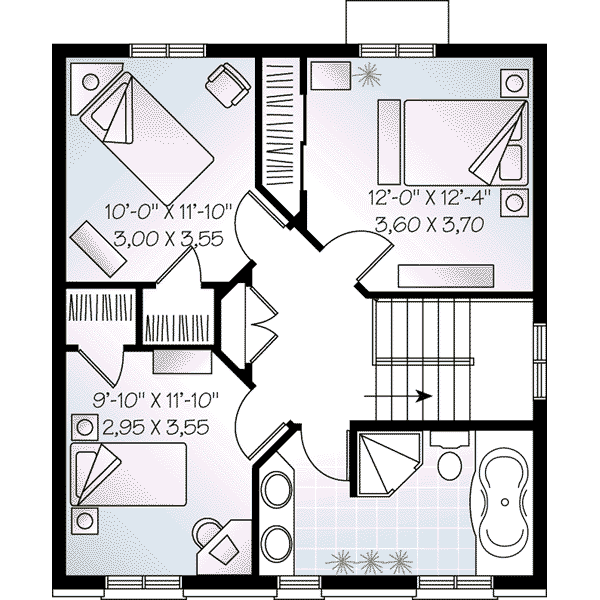 European Floor Plan - Upper Floor Plan #23-548