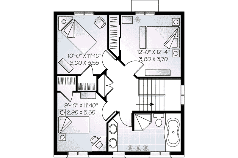 Dream House Plan - Floor Plan - Upper Floor for European House Plan #23-548 - 3 bed, 1.5 bath