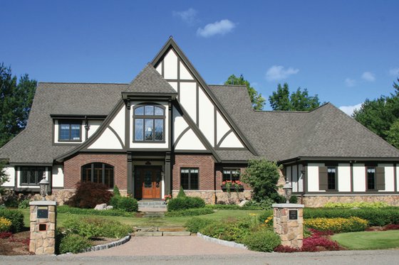 Exterior - Front Elevation 3 for Tudor House Plan #928-27 - 4 bed, 3.5 bath