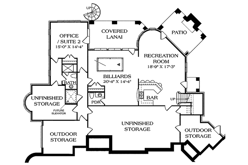 Dream House Plan - Floor Plan - Lower Floor for Country House Plan #453-464 - 5 bed, 5 bath