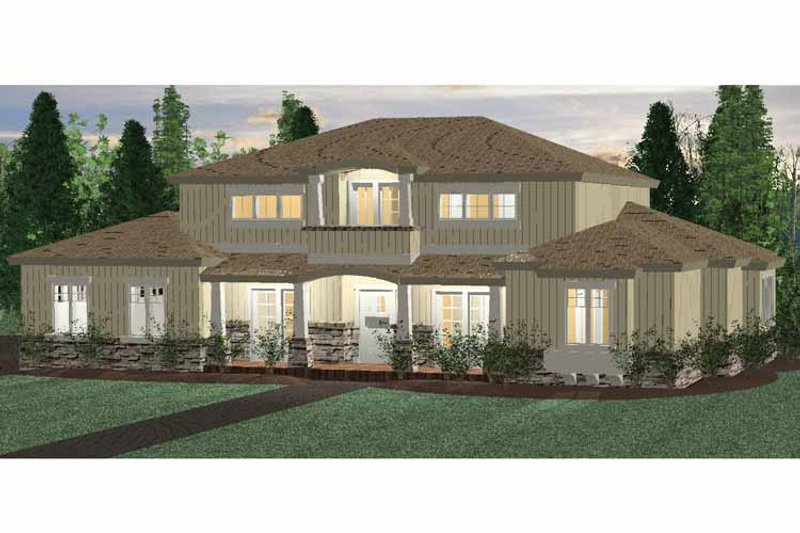 Architectural House Design - Prairie Exterior - Front Elevation Plan #937-30