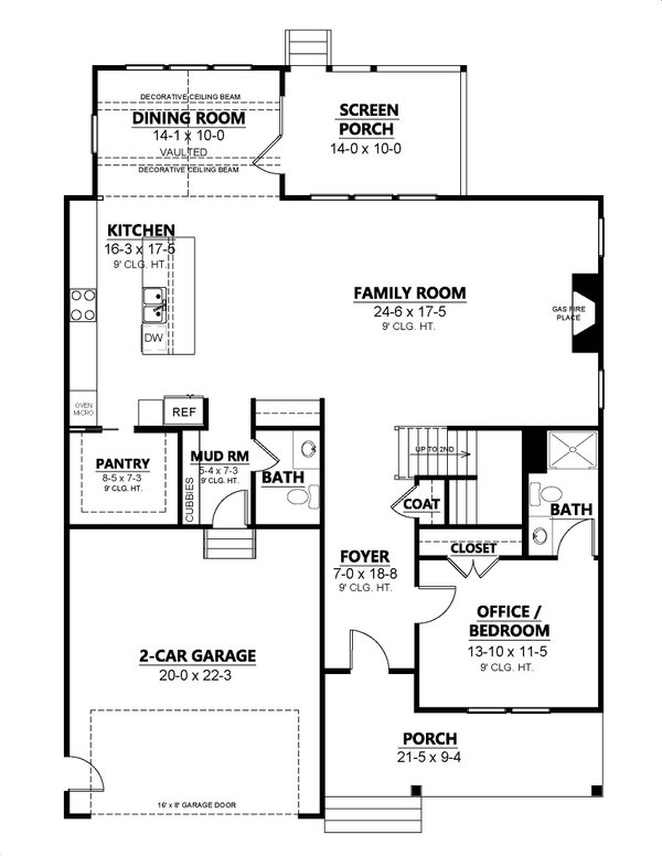 House Design - Country Floor Plan - Main Floor Plan #1080-11