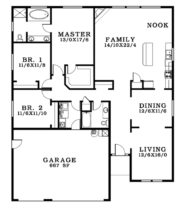 Craftsman Floor Plan - Main Floor Plan #943-3