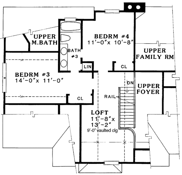 Architectural House Design - Country Floor Plan - Upper Floor Plan #456-90