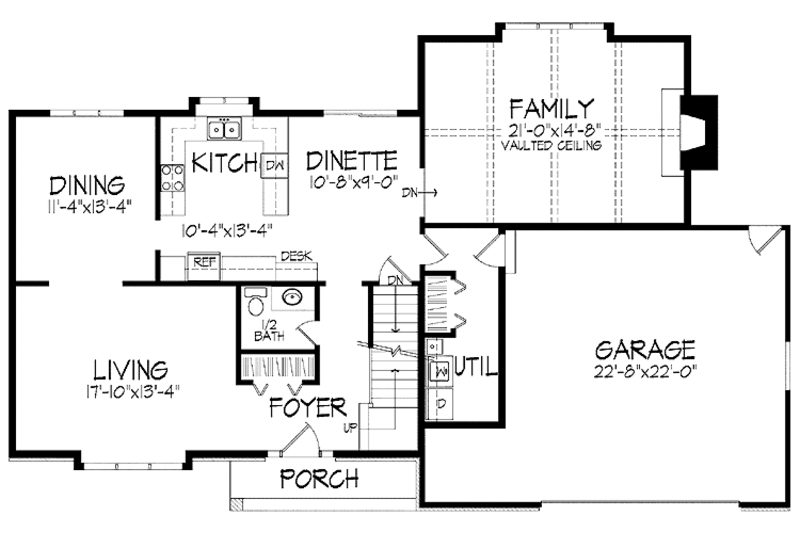 Home Plan - Floor Plan - Main Floor for Tudor House Plan #51-853 - 3 bed, 2.5 bath