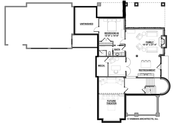 House Plan Design - Traditional Floor Plan - Lower Floor Plan #928-271