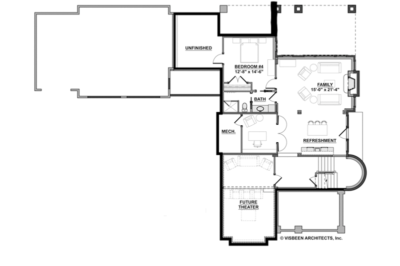 Architectural House Design - Floor Plan - Lower Floor for Traditional House Plan #928-271 - 4 bed, 3.5 bath