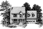 Country Style House Plan - 3 Beds 2.5 Baths 1436 Sq/Ft Plan #927-51 Exterior 