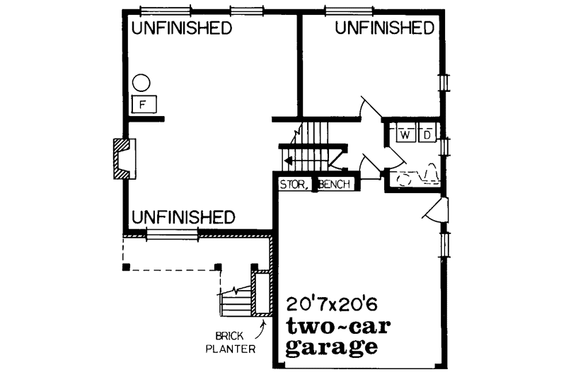 Home Plan - Floor Plan - Lower Floor for Contemporary House Plan #47-671 - 3 bed, 1.5 bath