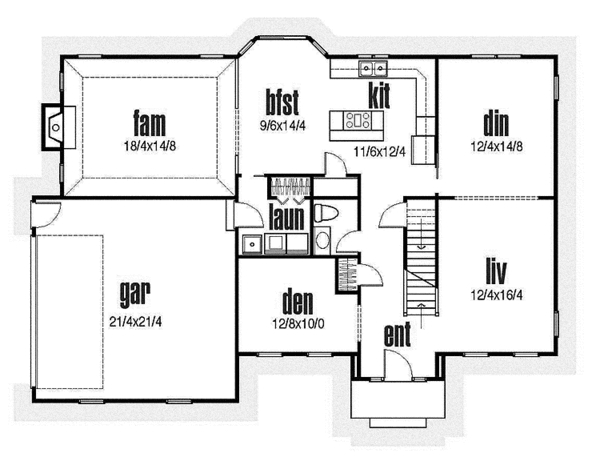 Architectural House Design - Traditional Floor Plan - Main Floor Plan #435-22